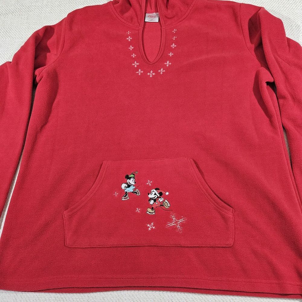 Disney‎ Store Fleece Sweatshirt Womens XXL Mickey Minnie Ice Skating Winter
